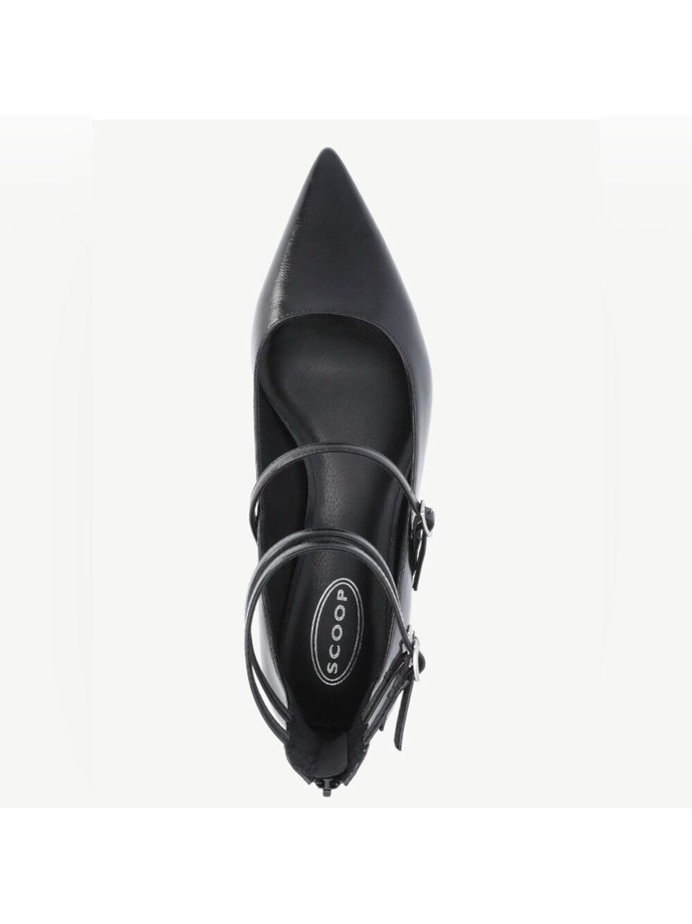 Scoop Black Mary Jane Kitten Heels Pointed Toe Double Strap Size 9 - Picture 7 of 12